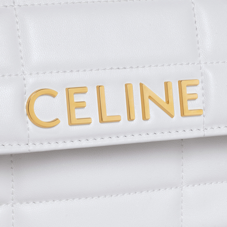 CHAIN SHOULDER BAG MATELASSE MONOCHROME CELINE IN QUILTED CALFSKIN ARCTIC WHITE - Image 4